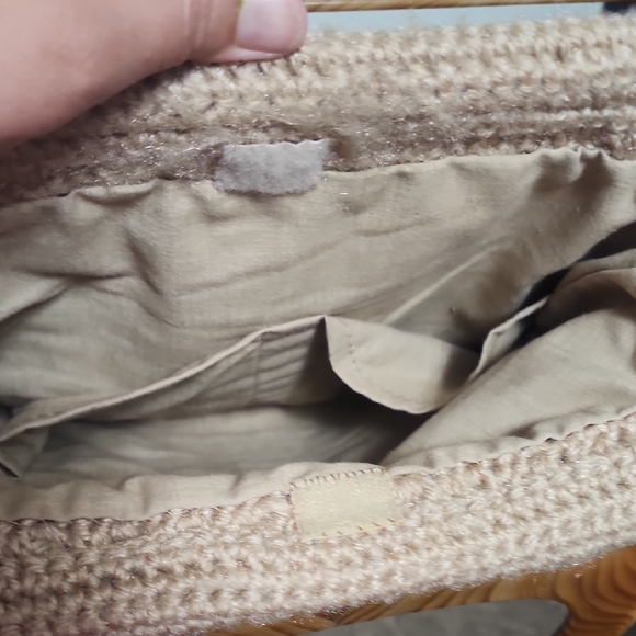 Vintage Hand Crocheted Wooden Handle Bag Coastal Grandma Boho Tote - Picture 8 of 11